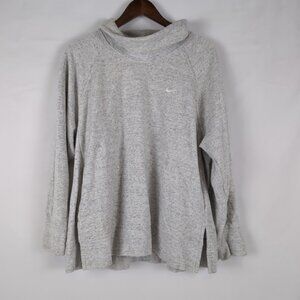 Nike Women's Light Grey Heathered Mockneck Sweater Pullover, Large
